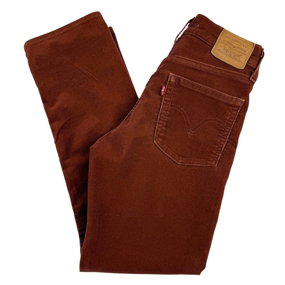 Levi's Wedgie Straight Corduroy Jeans Pants W25 L28 Brown Autumn Boho Casual